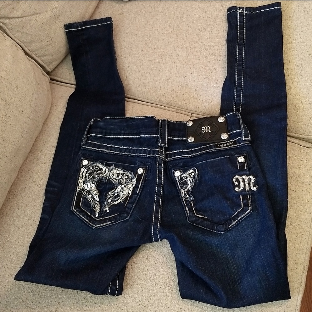 Miss me sequin rhinestone skinny jean